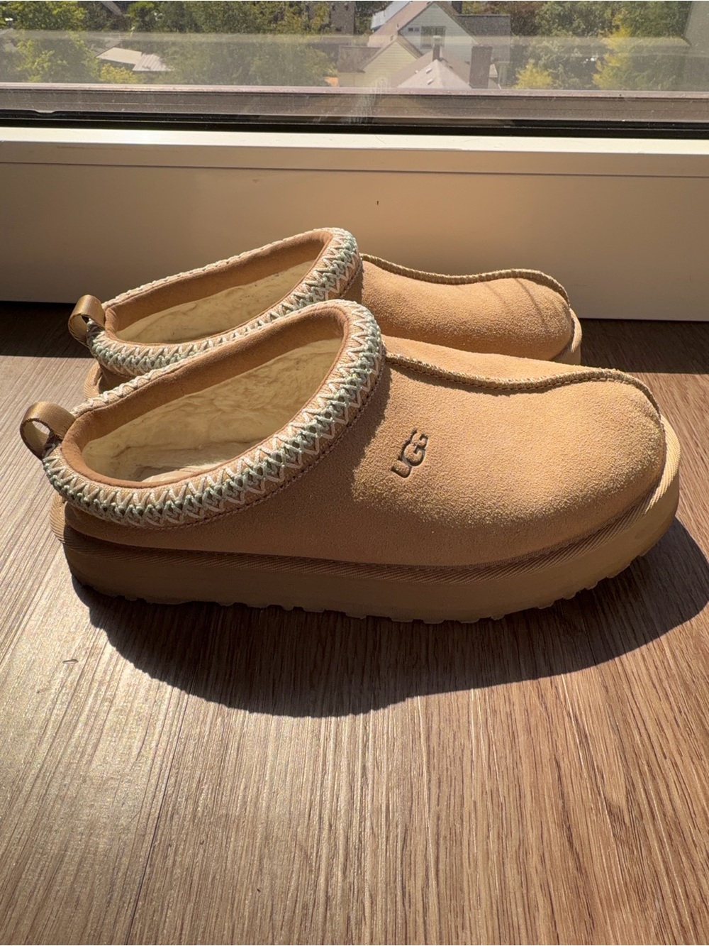 UGG Chestnut Suede Slip-On Mule with Braided Trim